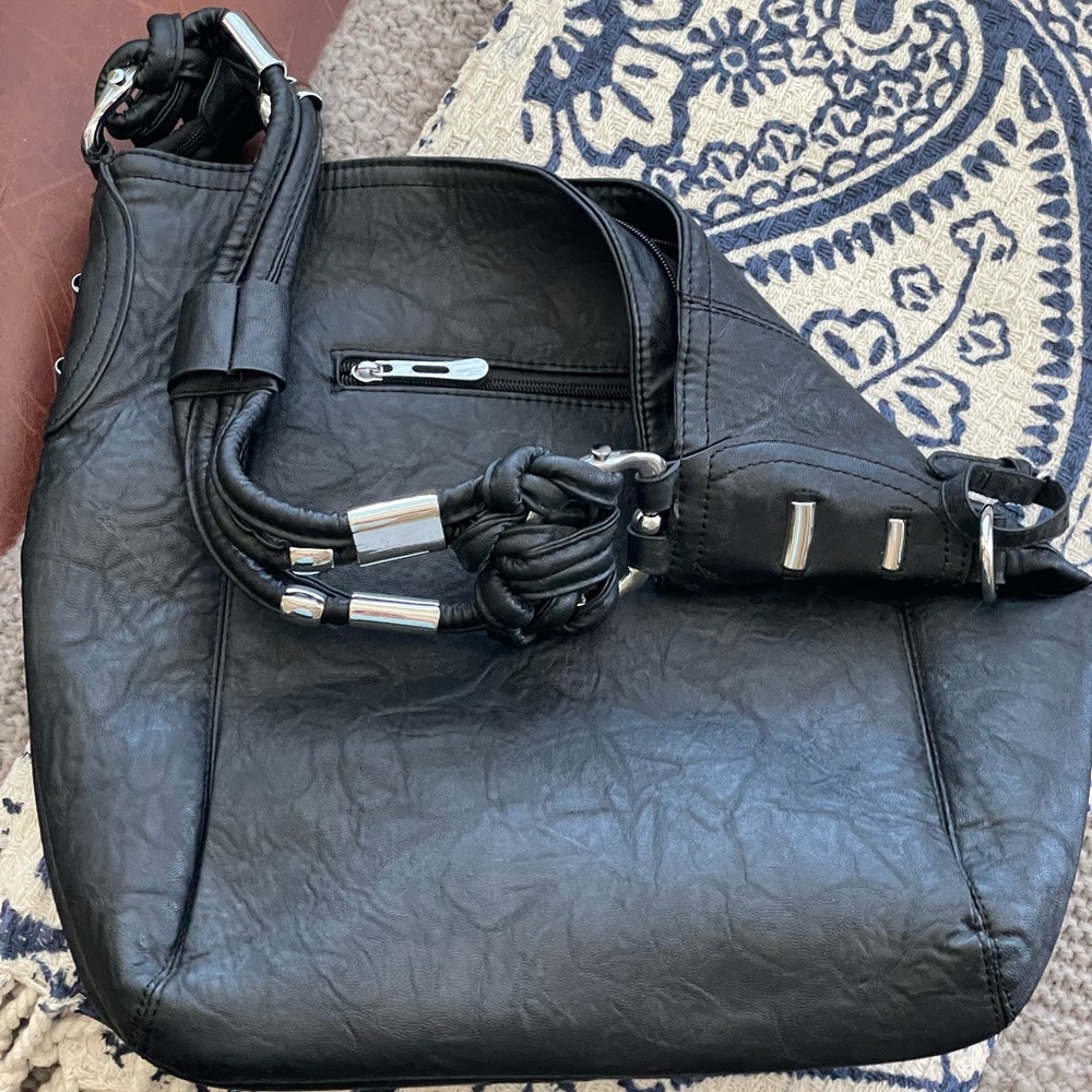 Black faux leather purse/bag  flawless Super cute! New bag!